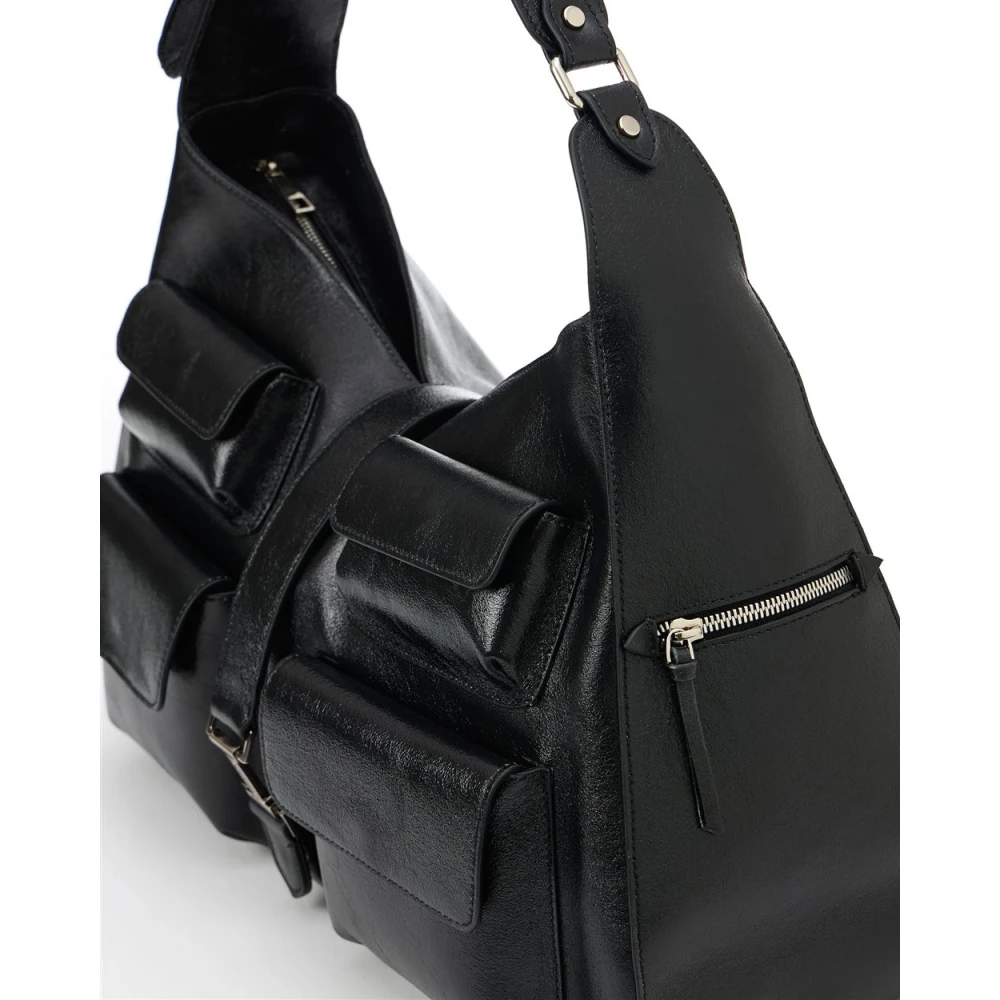 Iceberg Zwarte Gelamineerde Leren Top Handvat Tas Black Dames