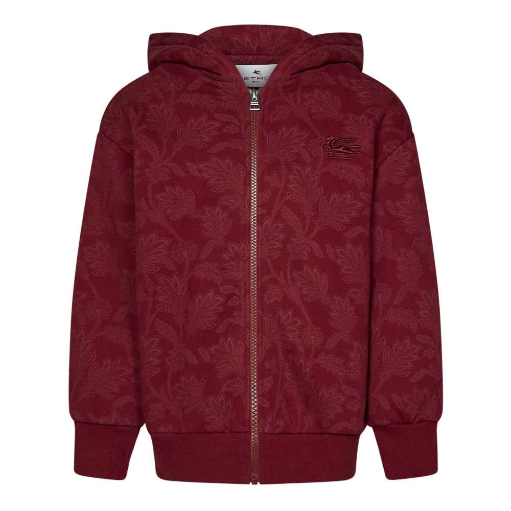 Etro Burgundy Paisley Zip-Up Hoodie Red, Unisex