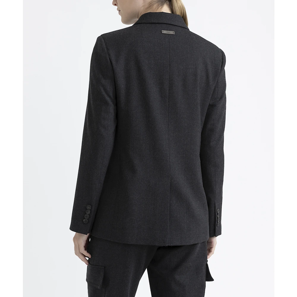 PESERICO Single-breasted blazer in technische wolflanel Black Dames