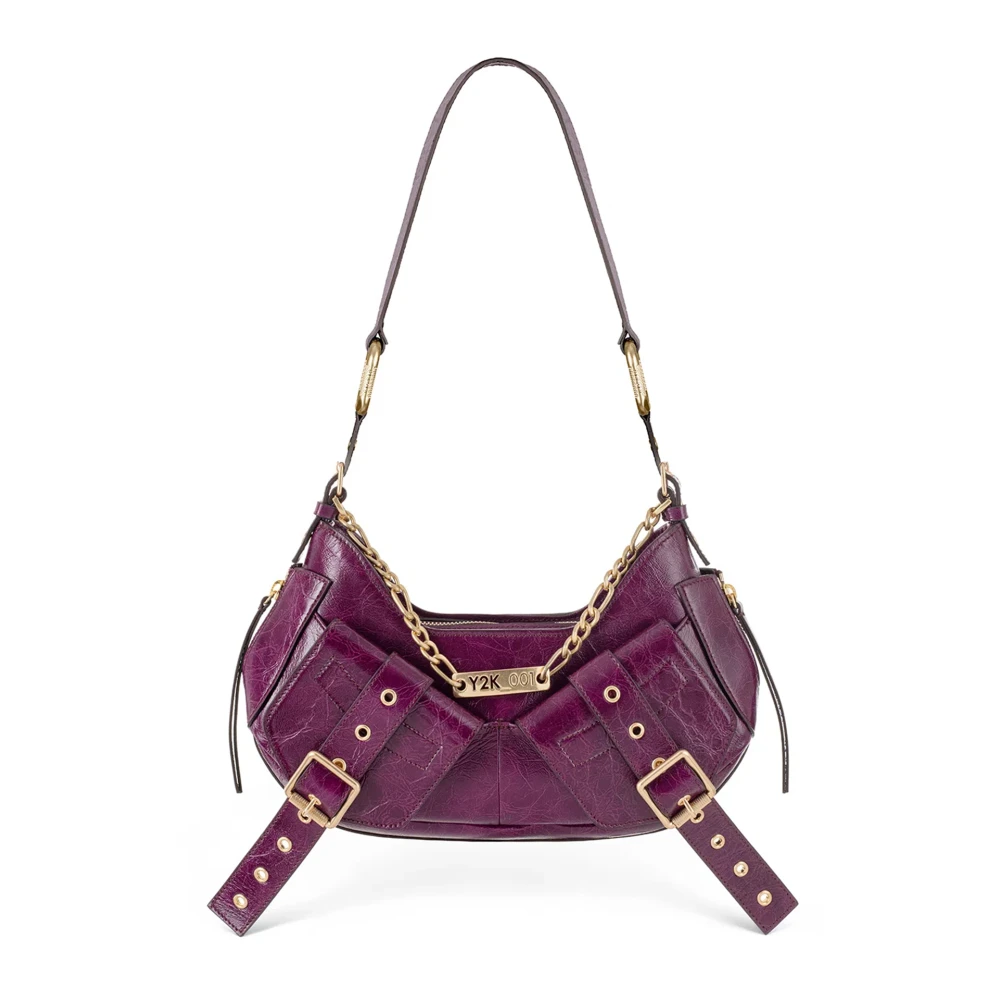 Biasia Paarse Schoudertas met Strookdetail Purple Dames