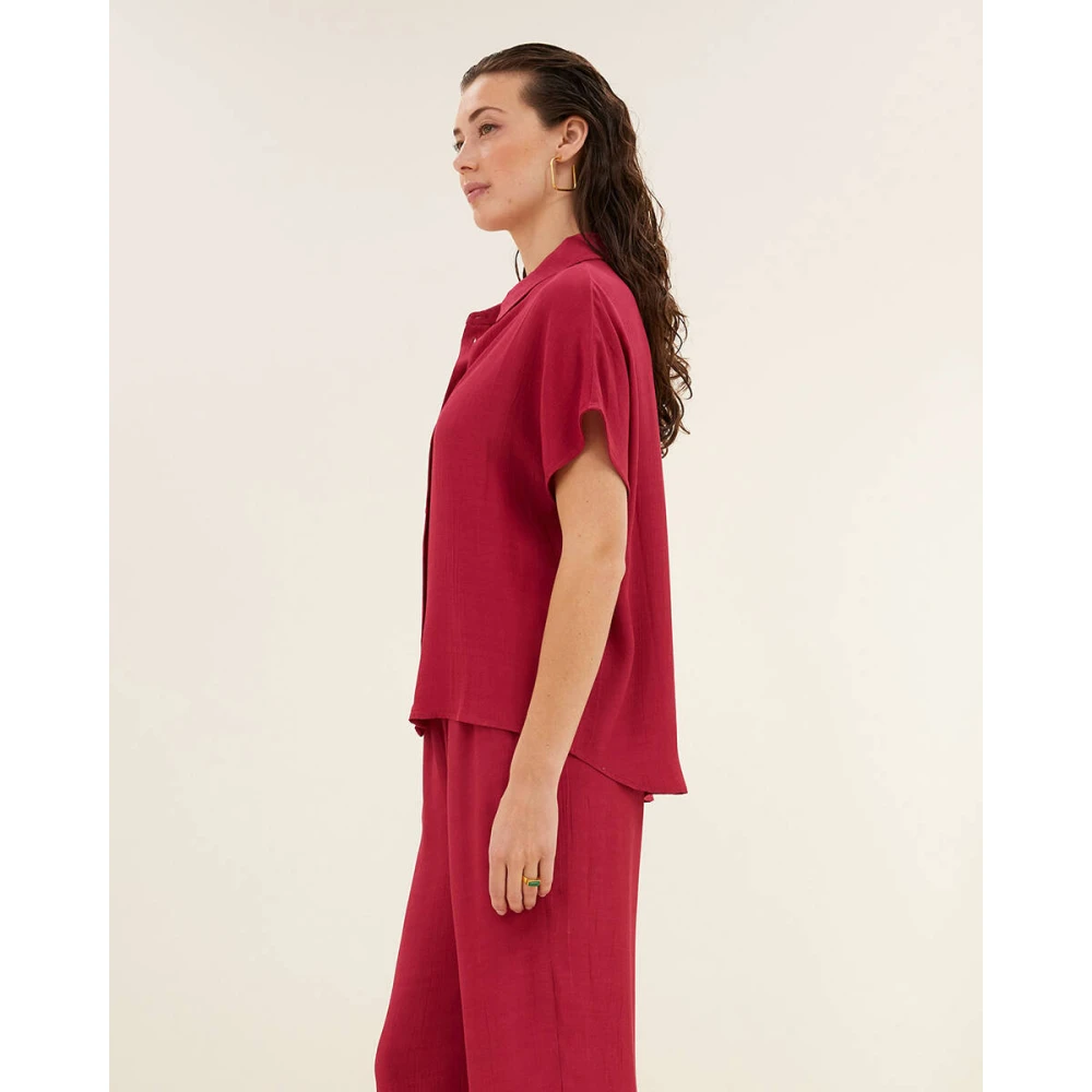 By-Bar Karly Viscose Blouse korte mouw Pink Dames