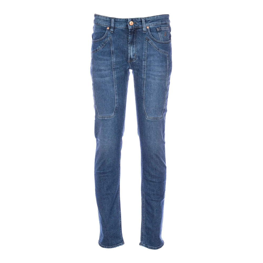 Jeckerson Slim Fit Denim Jeans met Patches Blue Heren