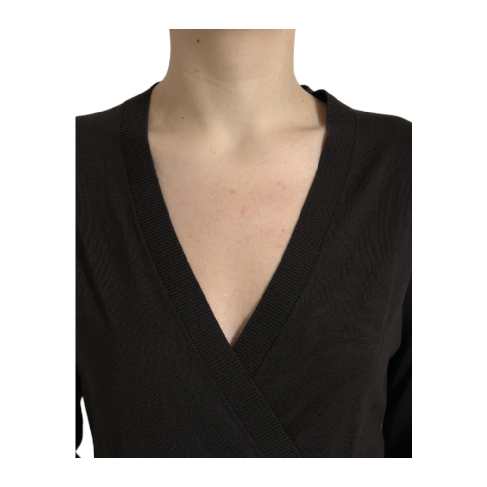 Dolce & Gabbana Zwarte V-hals Gekruiste Cardigan Sweater Black Dames
