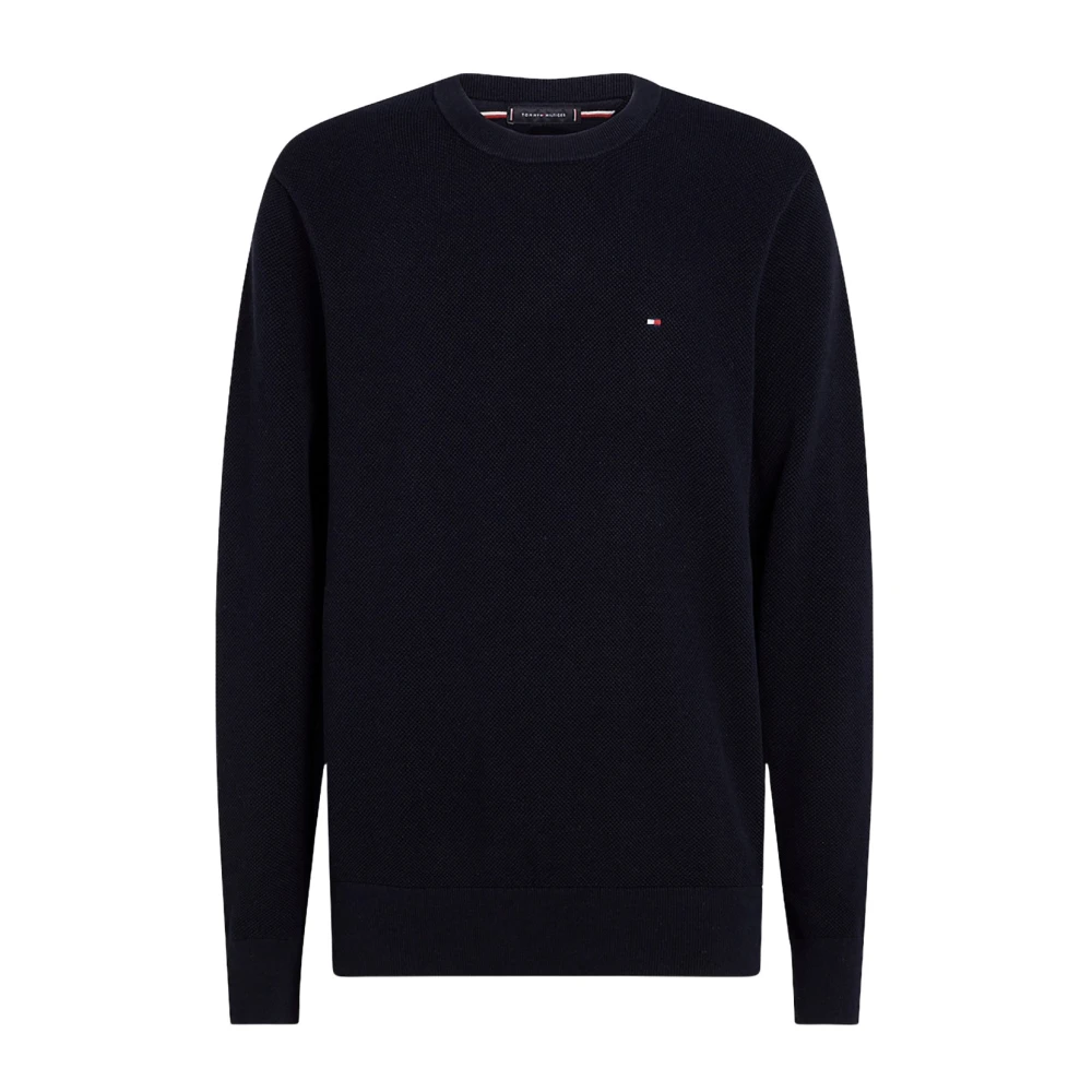 Tommy Hilfiger Essentiële Structuur Ronde Hals Trui Blue Heren