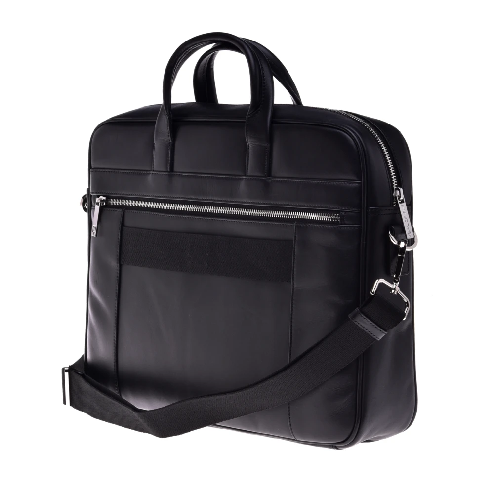 Baldinini Crossbodytas in Zwart Geweven Print Leer Black Heren