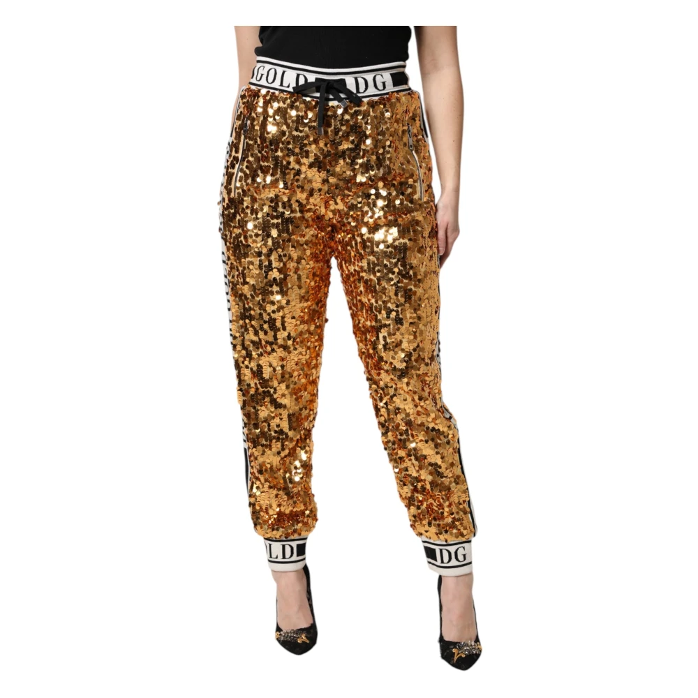 Dolce & Gabbana Women's Sequined Logo Jogger Pants