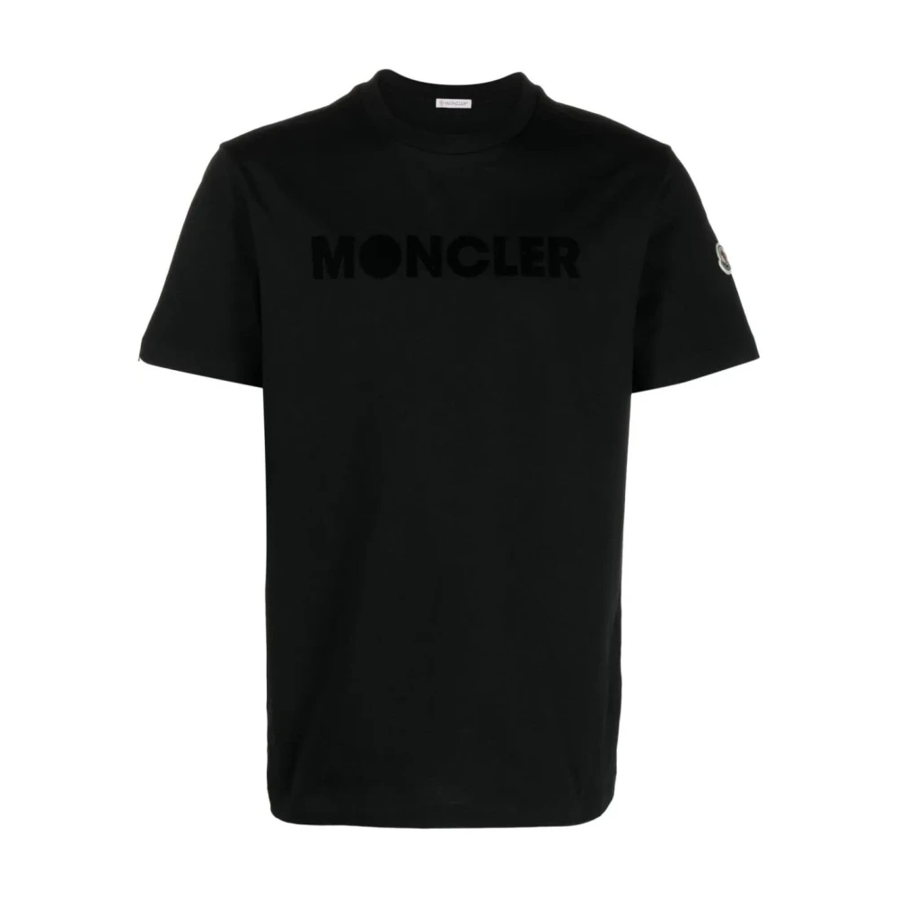 Moncler Branded Katoenen T-Shirt Black Heren