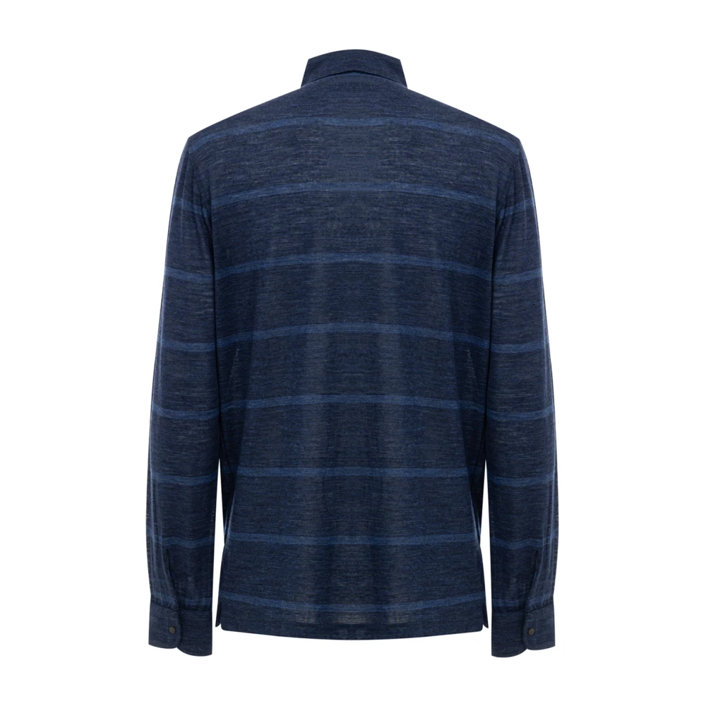 Corneliani Lange Mouw Polo Shirt Blue Heren