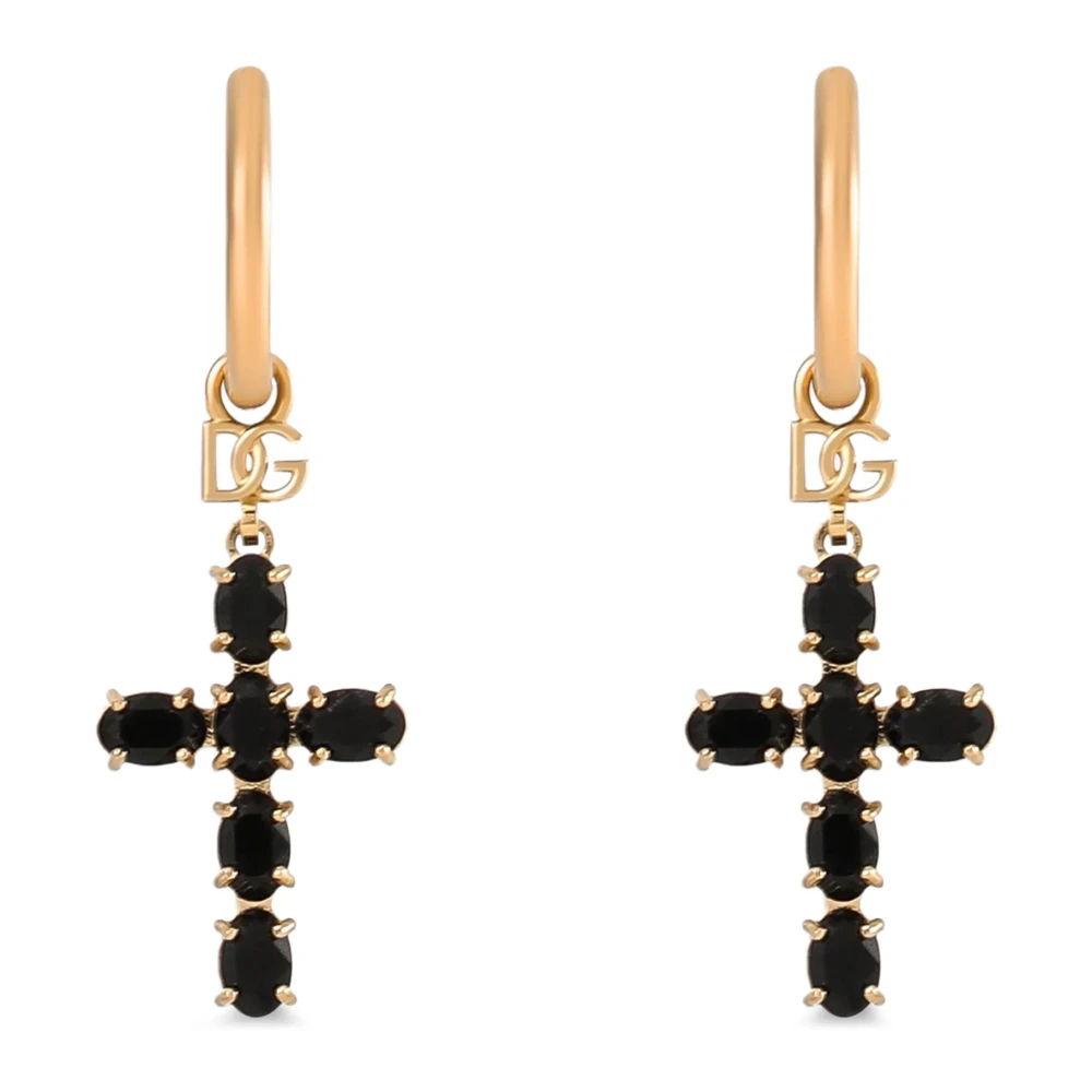 Dolce & Gabbana Multicolor Earrings, Female, One Size, Creole Earrings With Crystal Cross