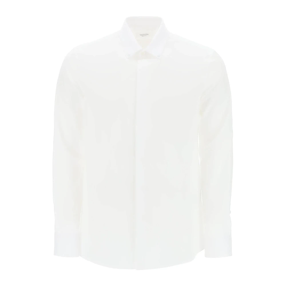 Valentino Stud Detail Gebogen Zoom Shirt White Heren