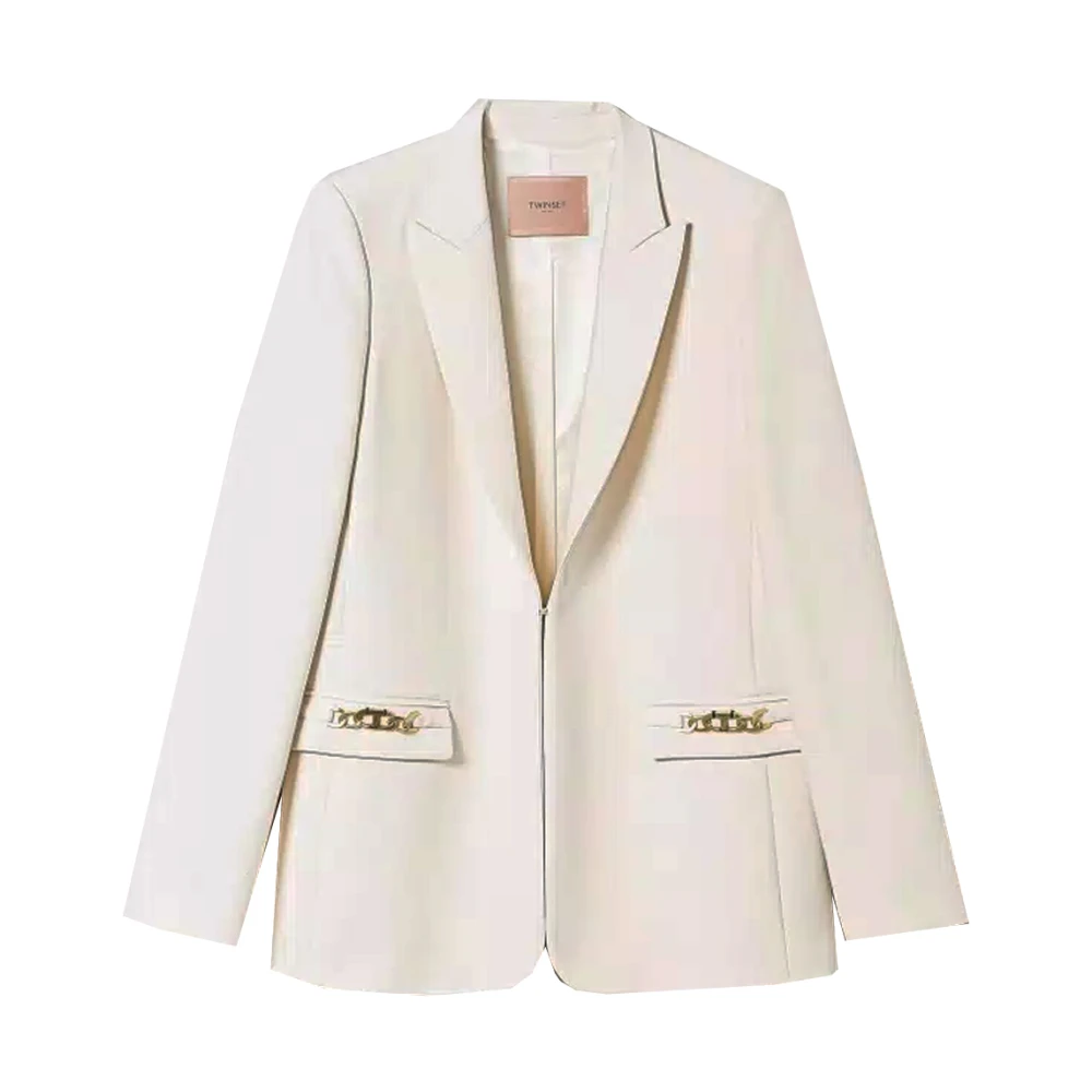 Twinset Polyester blazer met gouden kettingen White Dames