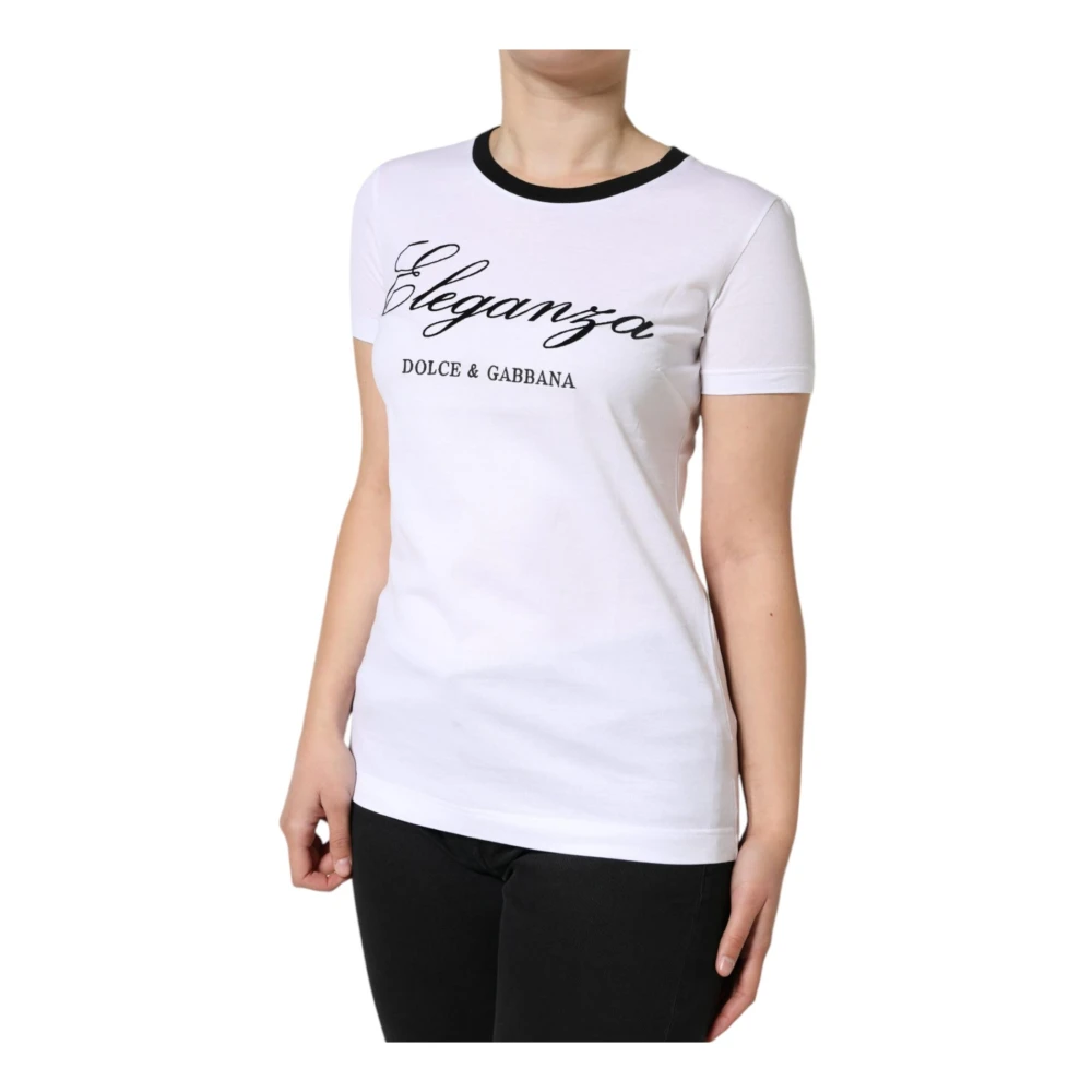 Dolce & Gabbana Eleganza Print Katoenen T-shirt Vrouwen White Dames