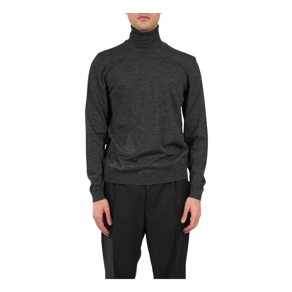 Hugo Boss Räfflad ull turtleneck slim fit tröja Black, Herr