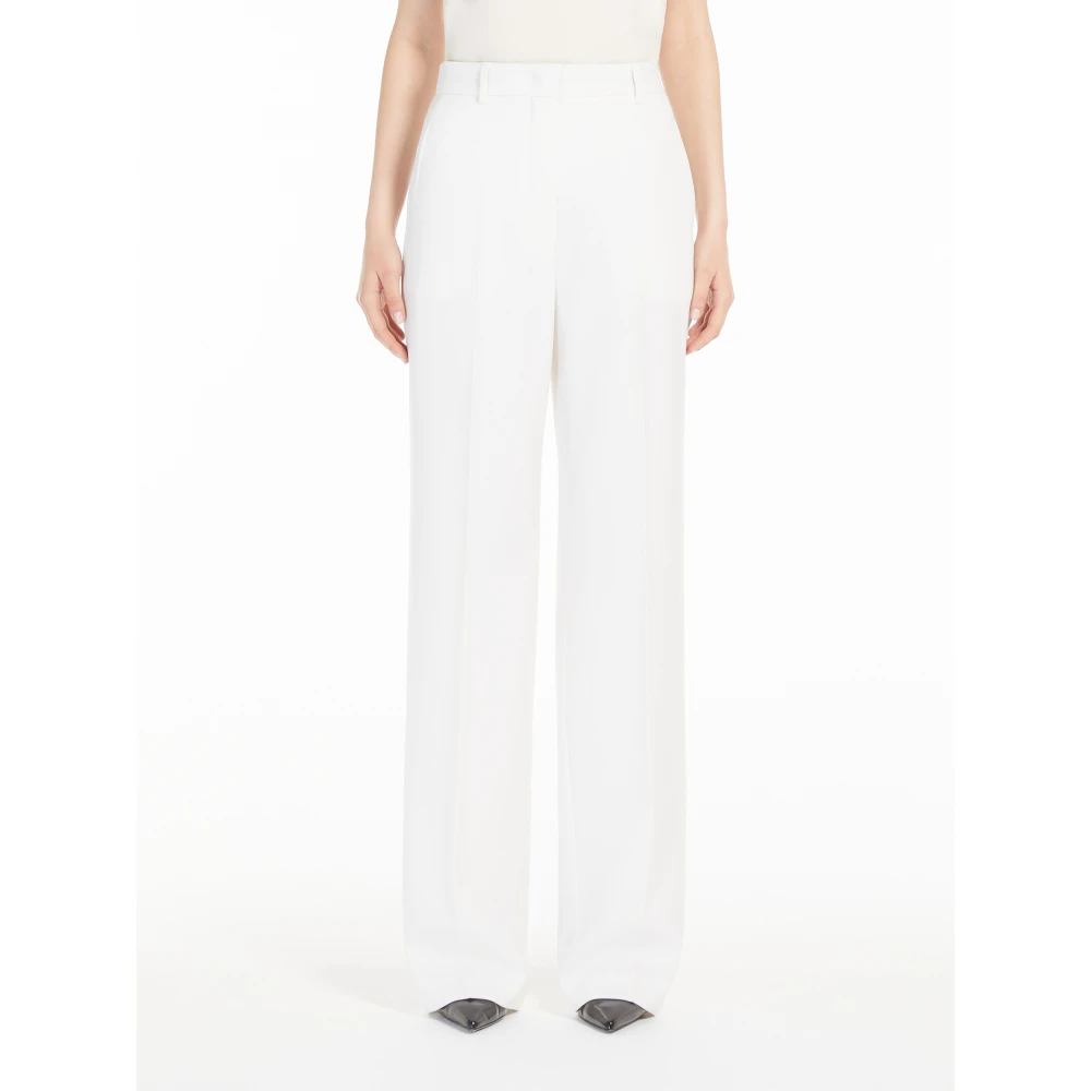 Max Mara Studio Zuivere wol crêpe satijnen broek White Dames