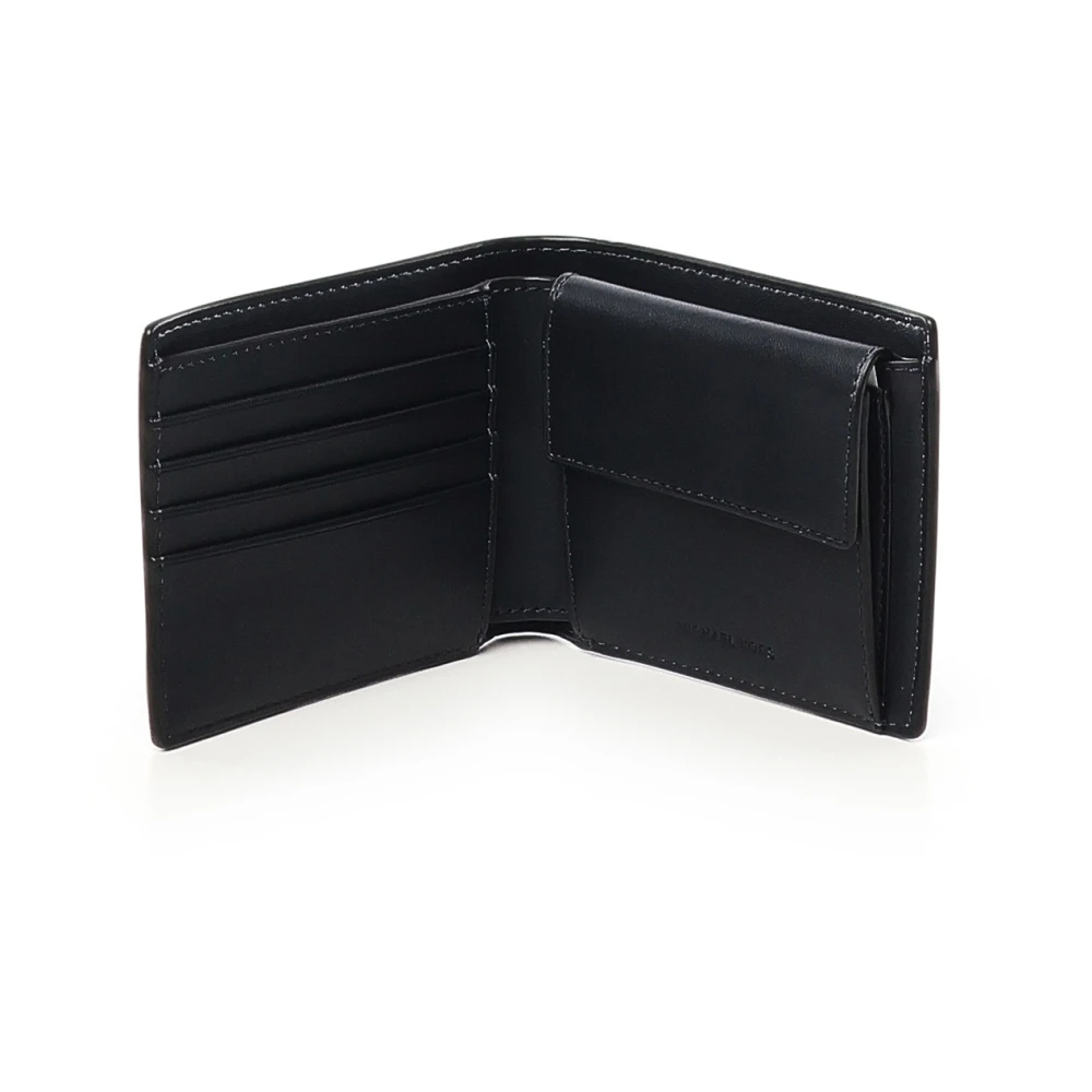 Michael Kors Zwarte leren portemonnee met details in gunmetal Blue Dames