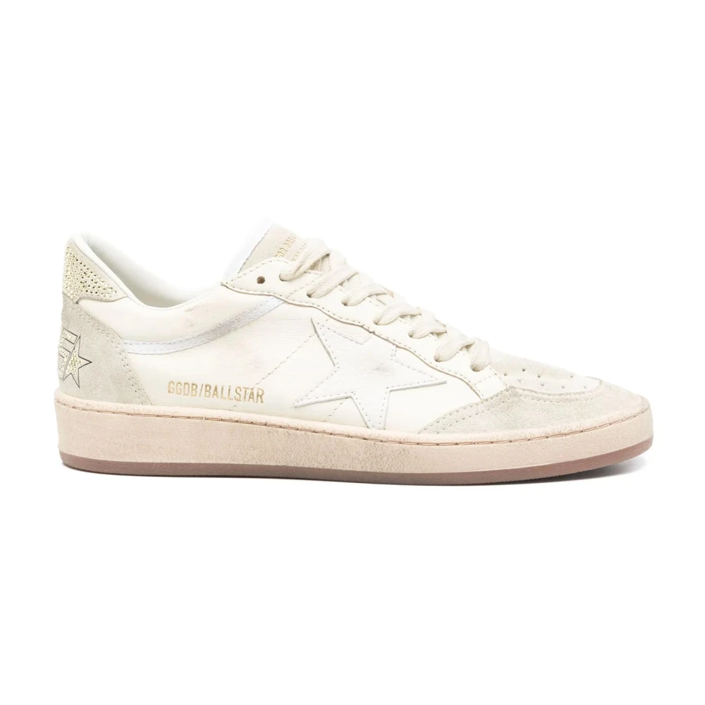 Golden Goose Women's White Sneakers, 7 Uk, Logo Ball Star Leather Trainers Lace-Up