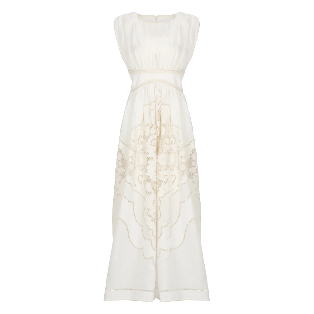 Zimmermann Women's Beige Maxi Dresses, M, Daylight Waisted Dress