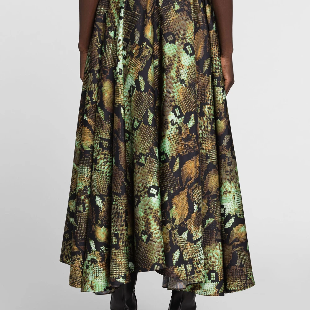 Roberto Cavalli Python-Print Zijden Rok Hoge Taille Multicolor Dames