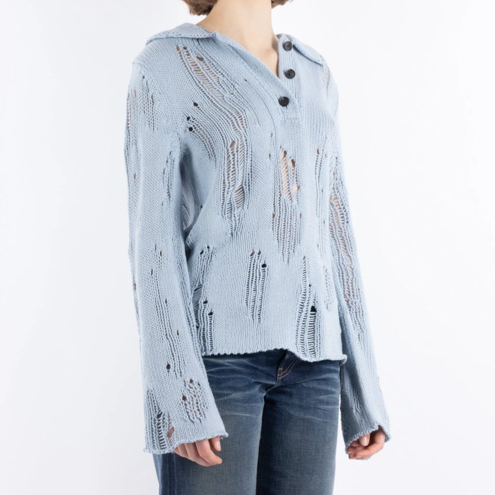 Acne Studios Blauwe Wollen Katoenmix Trui Blue Dames