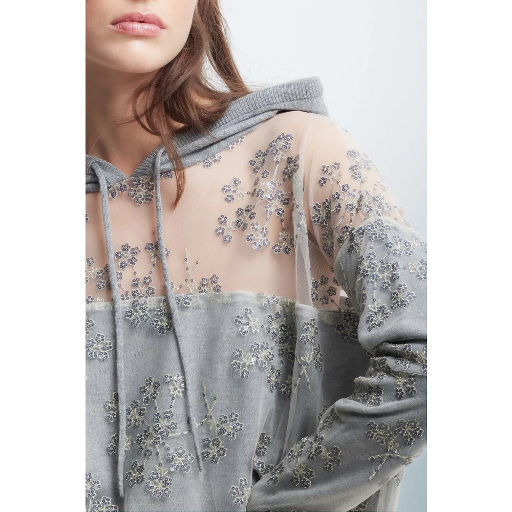 Kocca Hoodie met bloemenborduursel Gray Dames