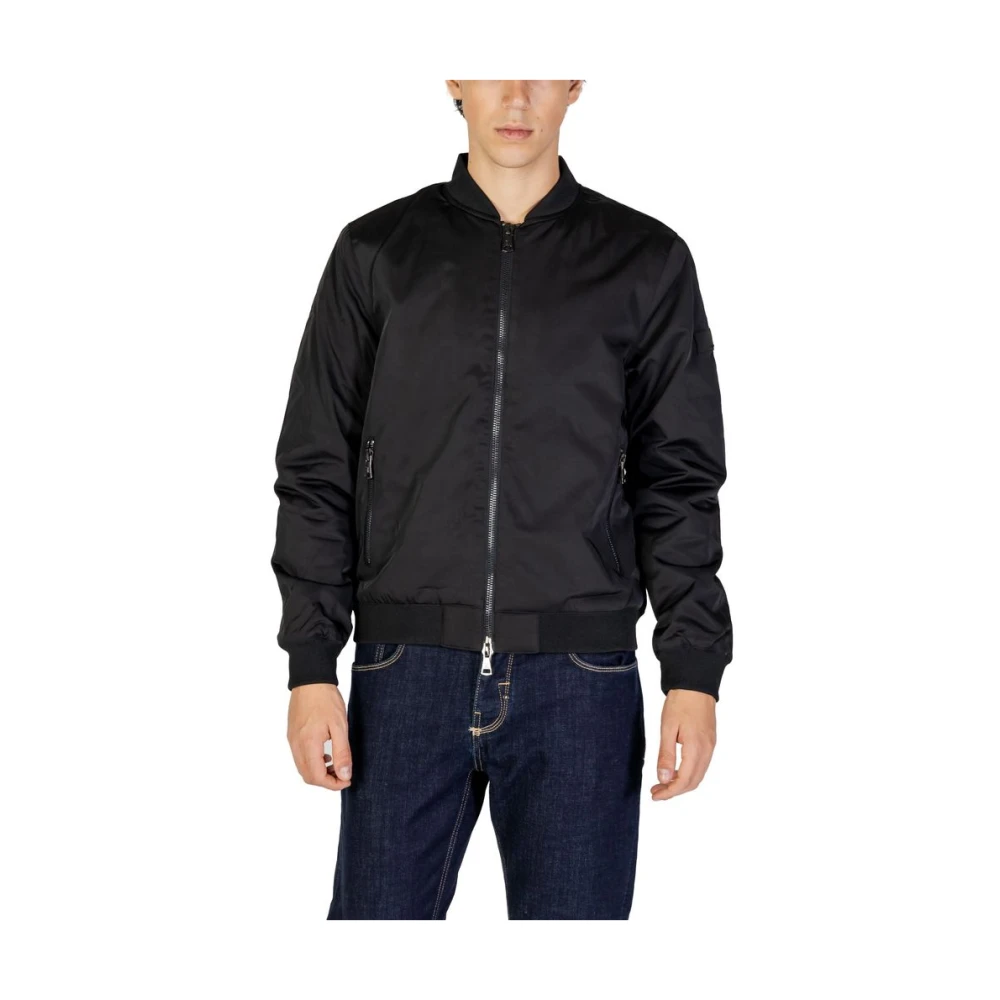Gianni Lupo Zwarte Polyester Jas Heren Collectie Black Heren