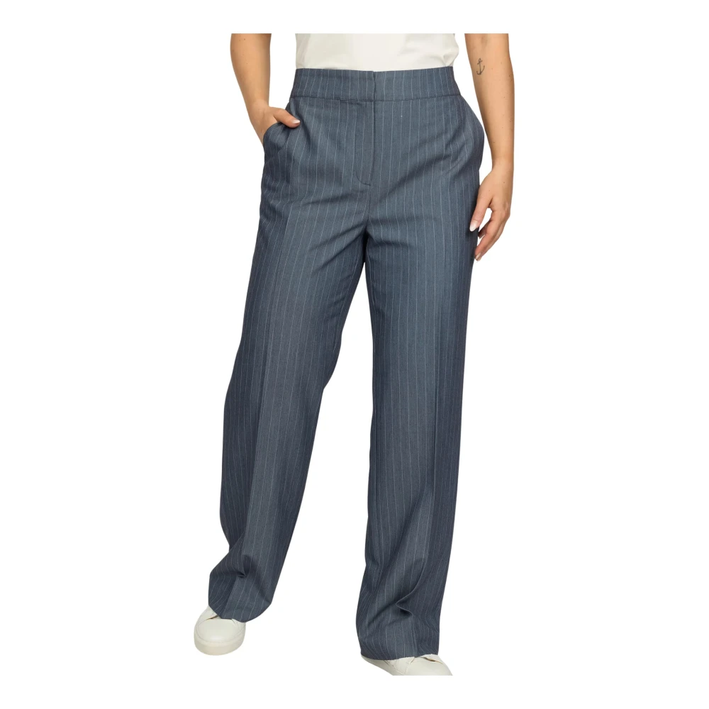 2-Biz Blauwe Pin Gestreepte Broek Blue Dames