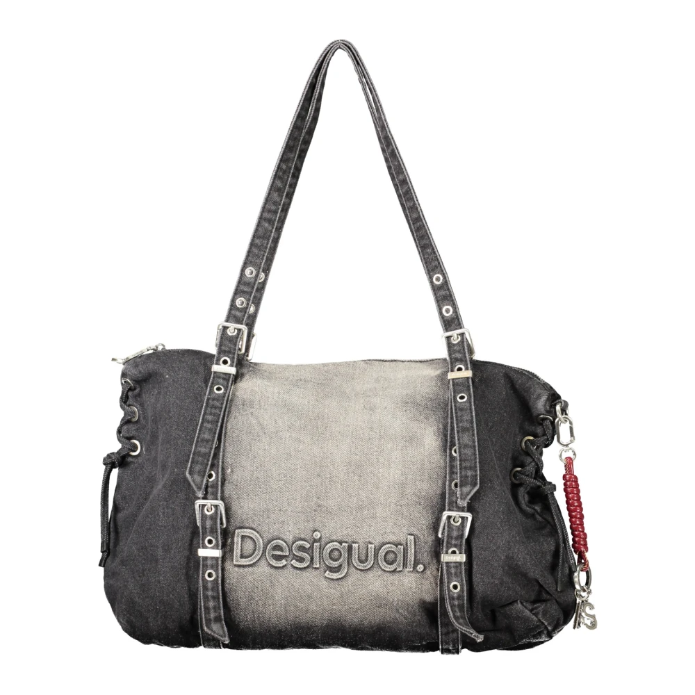 Desigual Half Logo Denim Shopping Bag Denim Dark Grey - Image 4