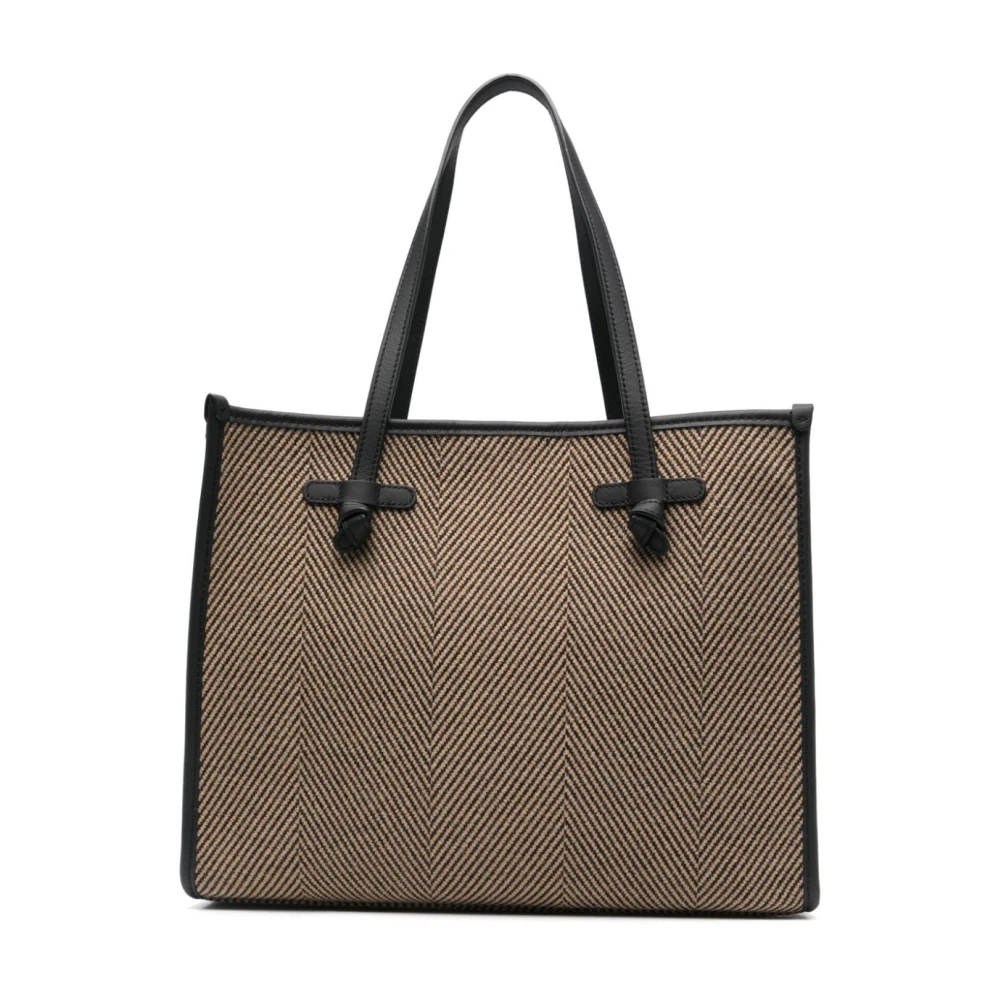 Gianni Chiarini Zwarte leren tas met herringbone Brown Dames