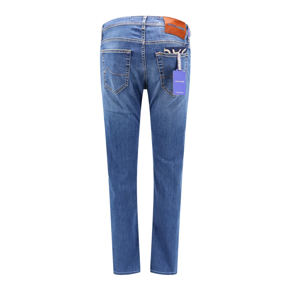 Jacob Cohën Blauwe Slim Fit Jeans met Metalen Knoopsluiting Blue Heren