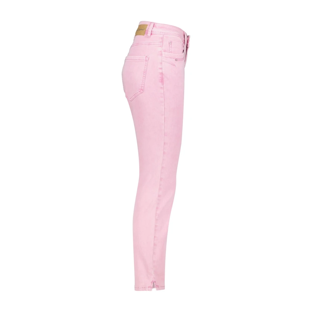 Red Button Gekleurde Denim Slim Fit Jeans Pink Dames
