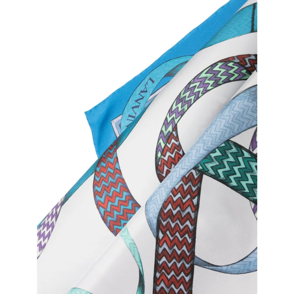 Lanvin Zijden sjaal met logo-print Blue Dames