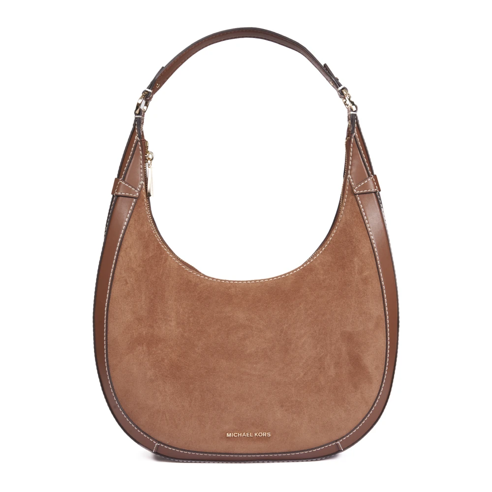 Michael Kors Stijlvolle schoudertas met leren afwerking Brown Dames