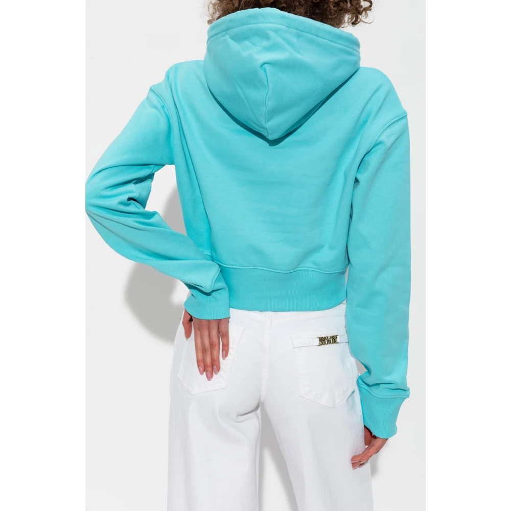 Versace Jeans Couture Sweatshirt met print en glinsterende pailletten Blue Dames