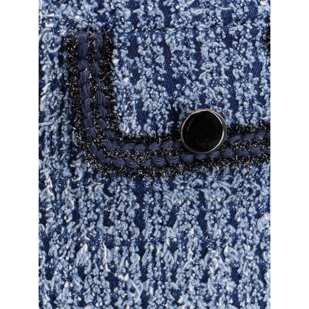 Self Portrait Denim Effect Katoenmix Rok Blue Dames