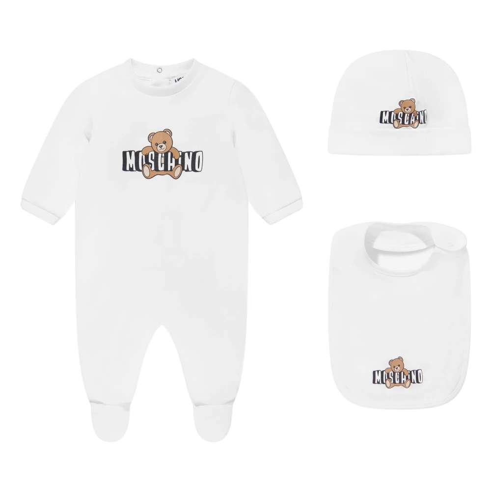 Moschino Unisex Kids White Kids Sets, 9 M, Teddy Bear Logo Babygrow Set