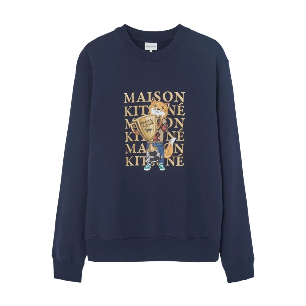 Maison Kitsuné Fox Champion Regular Sweatshirt Blue Heren