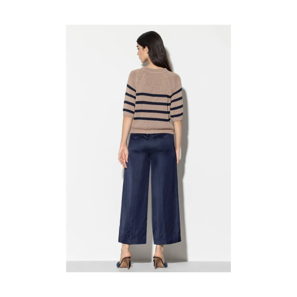 LUISA CERANO Marineblauwe Linnen Broek Blue Dames