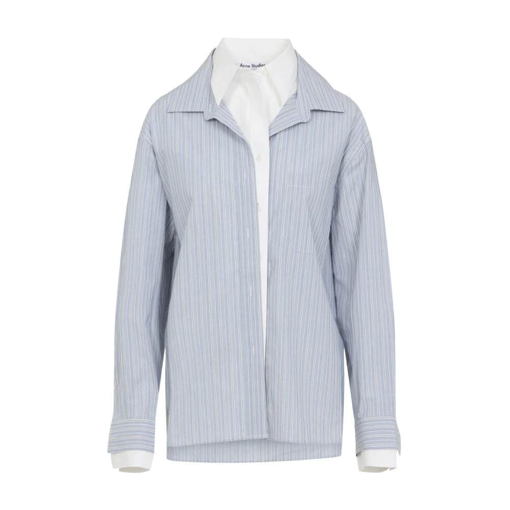 Acne Studios Women's Blue Cotton Blouse Double-Layers Design - Shirts - S - Blouses & Shirts