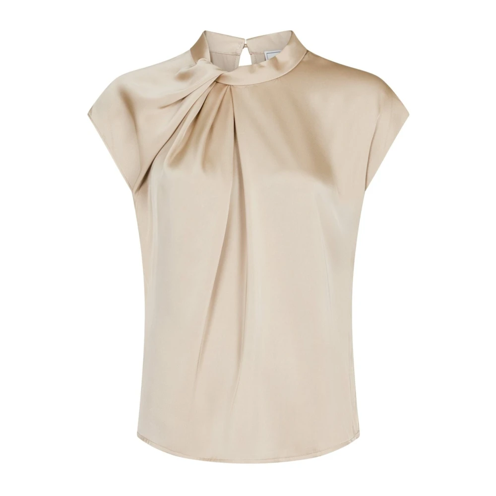 Neo Noir Beige Blouses, Female, Xl, Fleur Drapy Satin Blouse