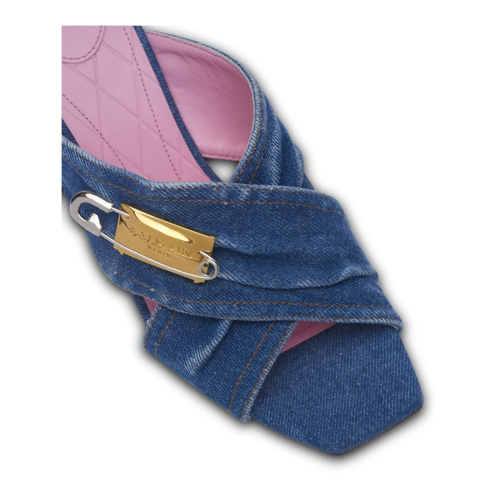 Balmain Denim Safety Pin mules Blue Dames