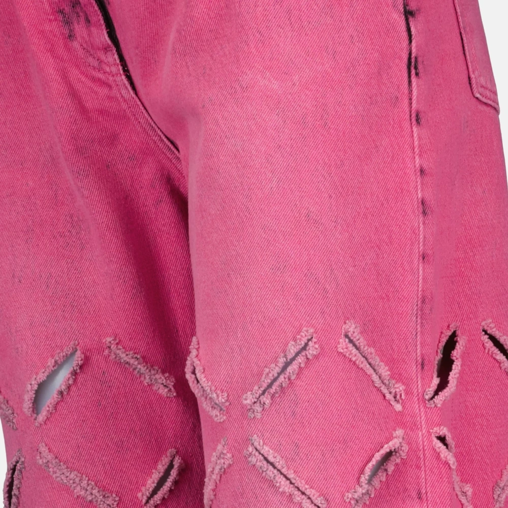 Versace Destroyed straight leg jeans Pink Dames