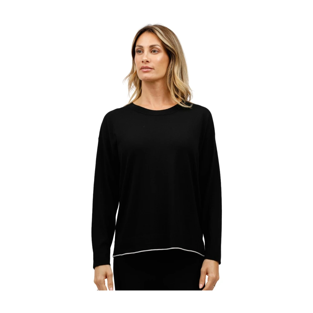 Alpha Studio Bootnek Top met Zoomdetail Black Dames