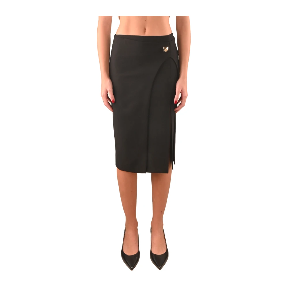 Simona Corsellini Korte polyester rok met zijsplit Black Dames