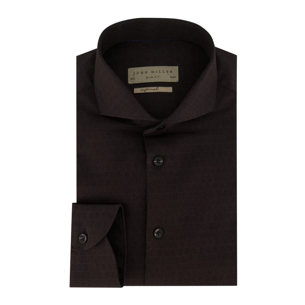 John Miller business overhemd slim fit zwart effen katoen