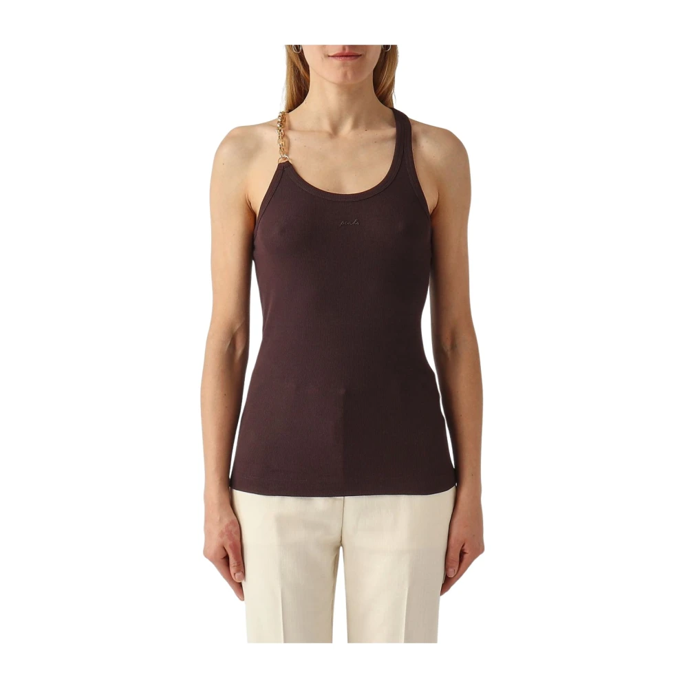 Pinko Women's Brown Sleeveless Tops - Sleeveless Tops - S - Tops