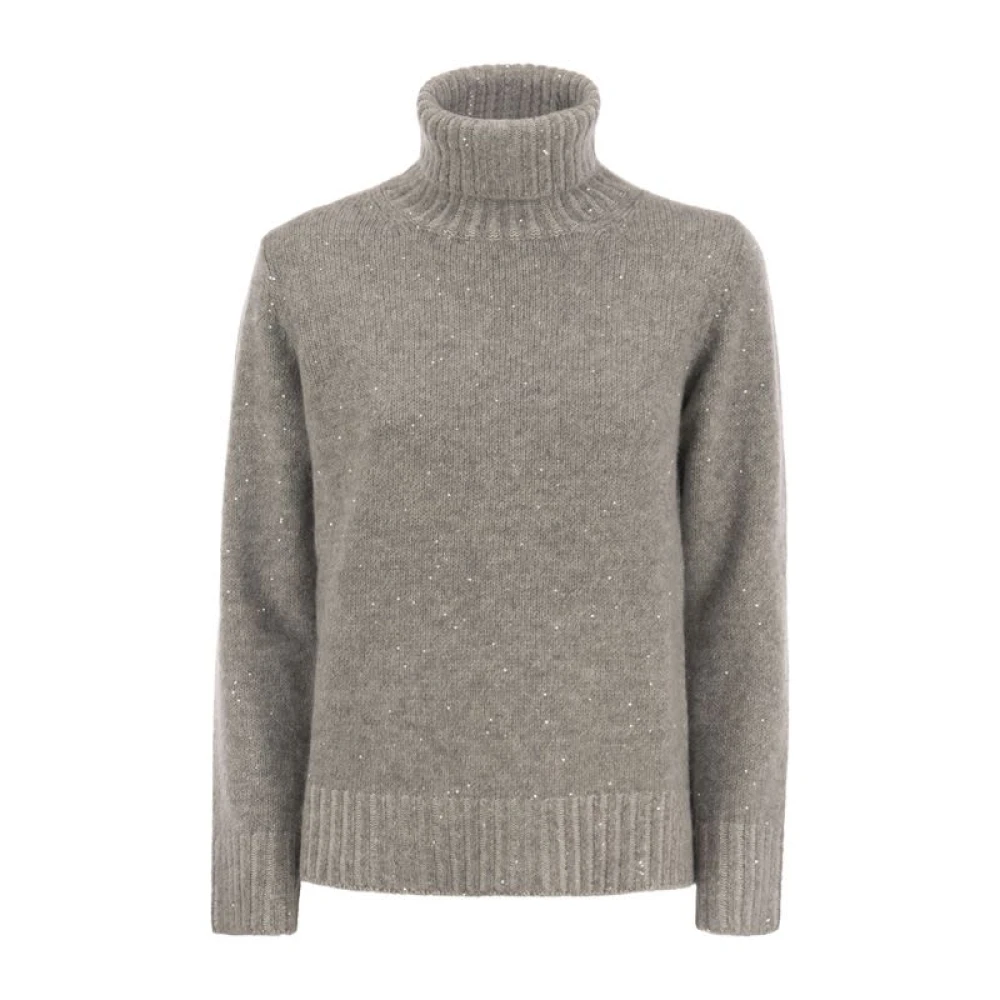 Fabiana Filippi Pailletten Gebreide Turtleneck Sweater Gray Dames