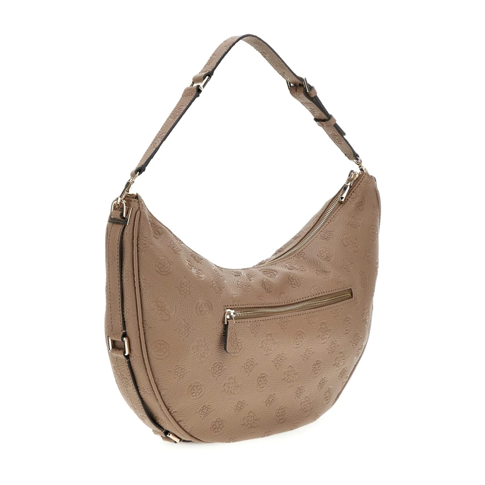 Guess Eco-leren schoudertas met gouden metaal Beige Dames
