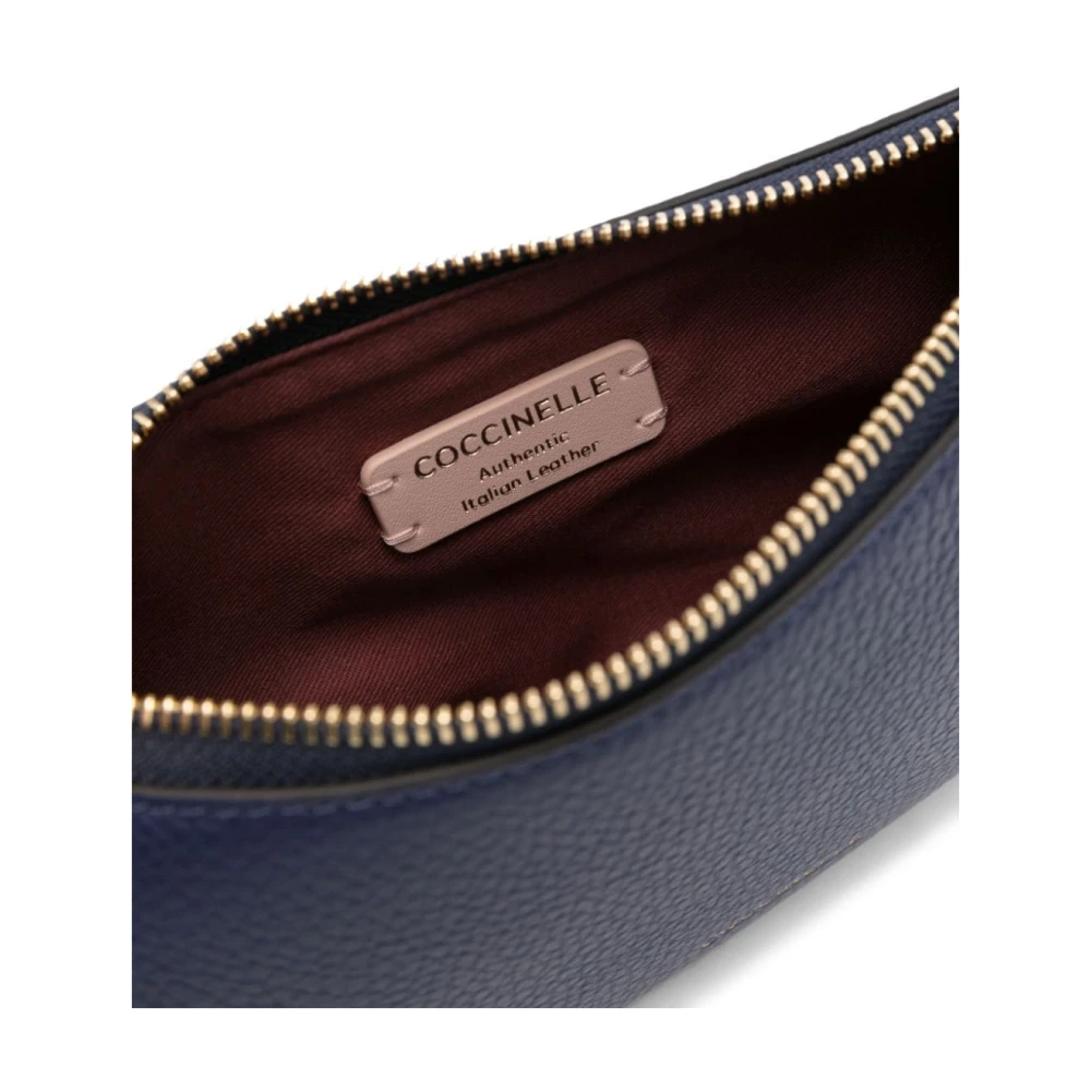 Coccinelle Navy Blauw Leren Schoudertas Blue Dames