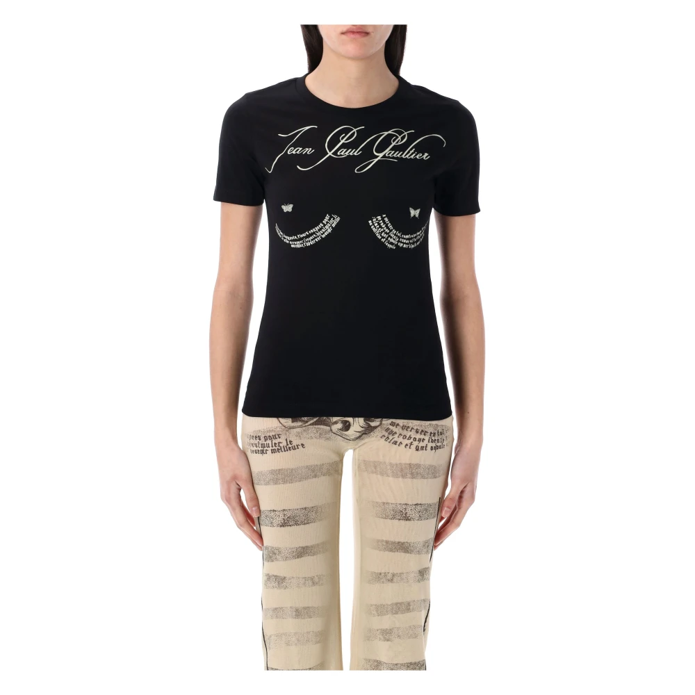 Jean Paul Gaultier Zwart Grafisch Print Slim Fit T-Shirt Black Dames