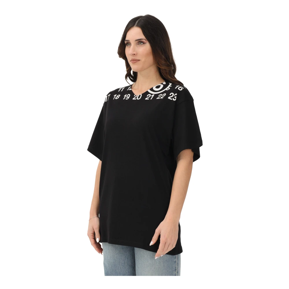 Maison Margiela Vrouw Zwart Tops Dames, 2XS, Katoen, T-Shirt Met Korte Mouwen